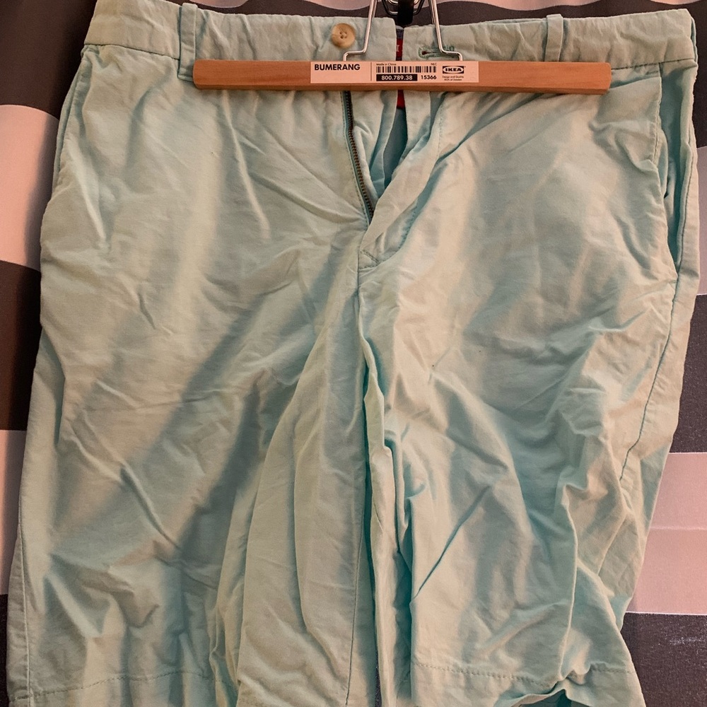 Light blue mid length shorts